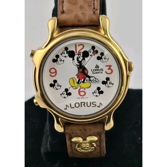 Mickey Mouse Musical Watch Lorus by Seiko V422-0010 Ladies Quartz Watch New Batt - Picture 1 of 14